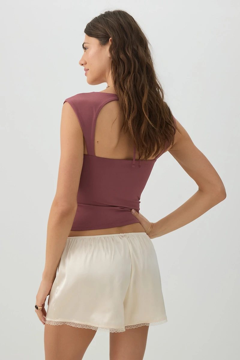 Short à taille mi-haute dentelle