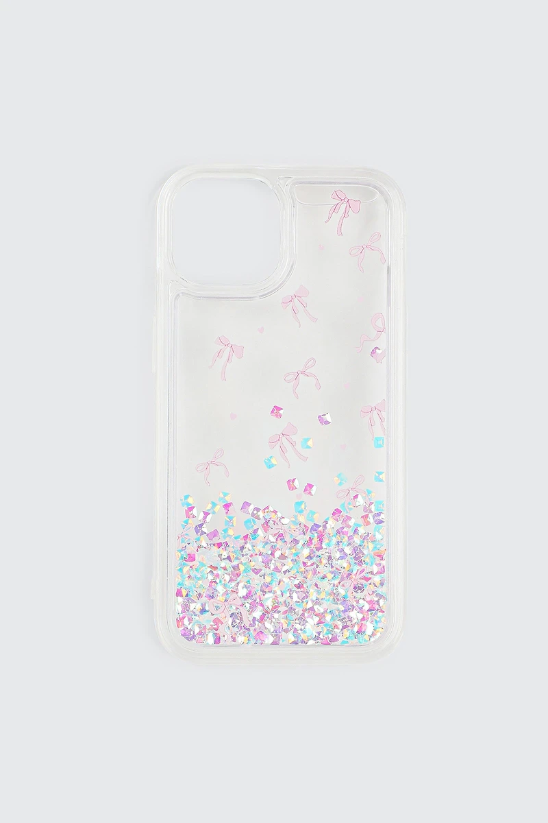 Ardene Bow & Glitter iPhone 13/14/15 Case in Clear