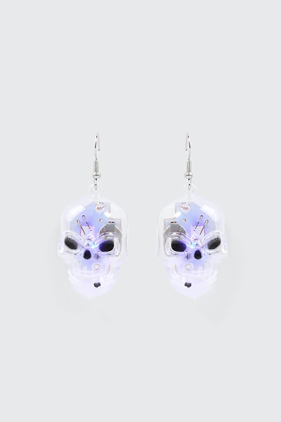 Ardene Light Up Skeleton Earrings in Clear