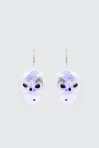 Ardene Light Up Skeleton Earrings in Clear