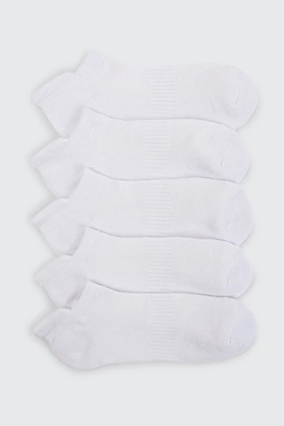 Ardene 5-Pack Sports Ankle Socks in White | Polyester/Spandex