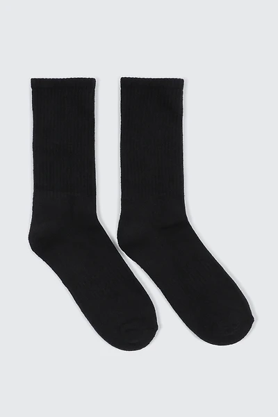 Ardene 2-Pack Athletic Crew Socks in Black | Polyester/Cotton/Elastane