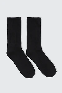 Ardene 2-Pack Athletic Crew Socks in Black | Polyester/Cotton/Elastane