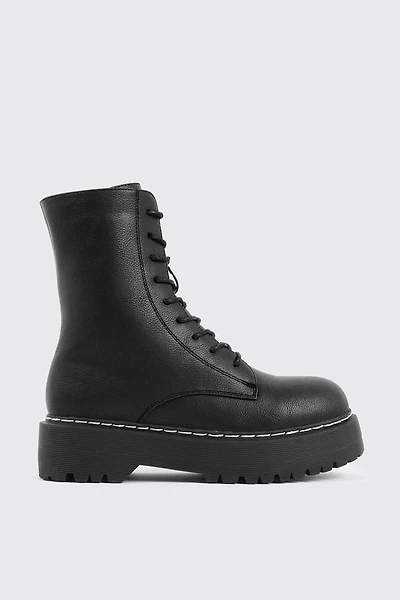 Ardene Chunky Sole Combat Boots in | Size | Faux Leather