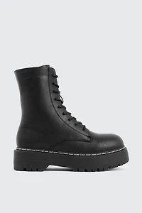 Ardene Chunky Sole Combat Boots in | Size | Faux Leather