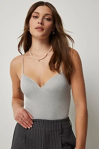 Ardene Seamless Rib Bodysuit in Grey | Size | Polyester/Nylon/Elastane
