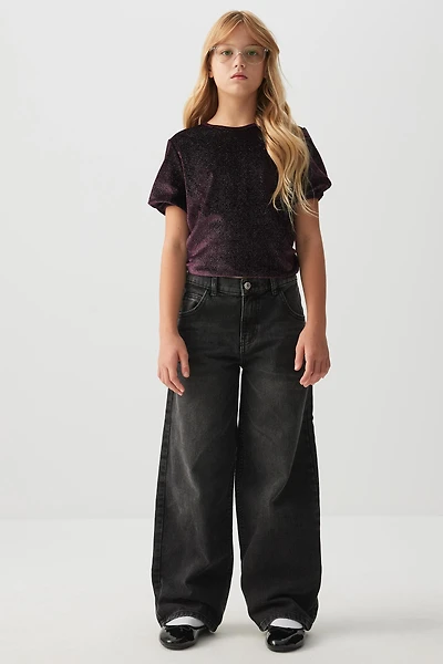 Ardene Kids Wide Leg Jeans in | Size | Cotton
