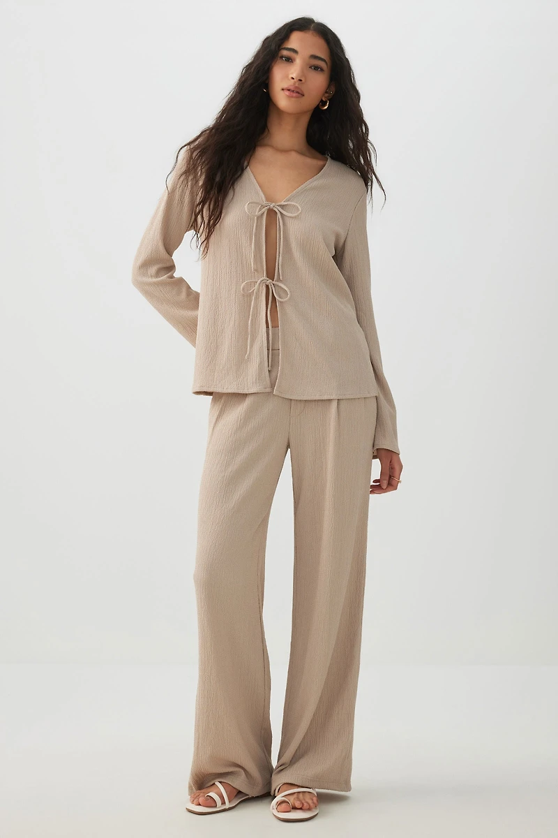 Cardigan noué à l'avant en tissu gaufr