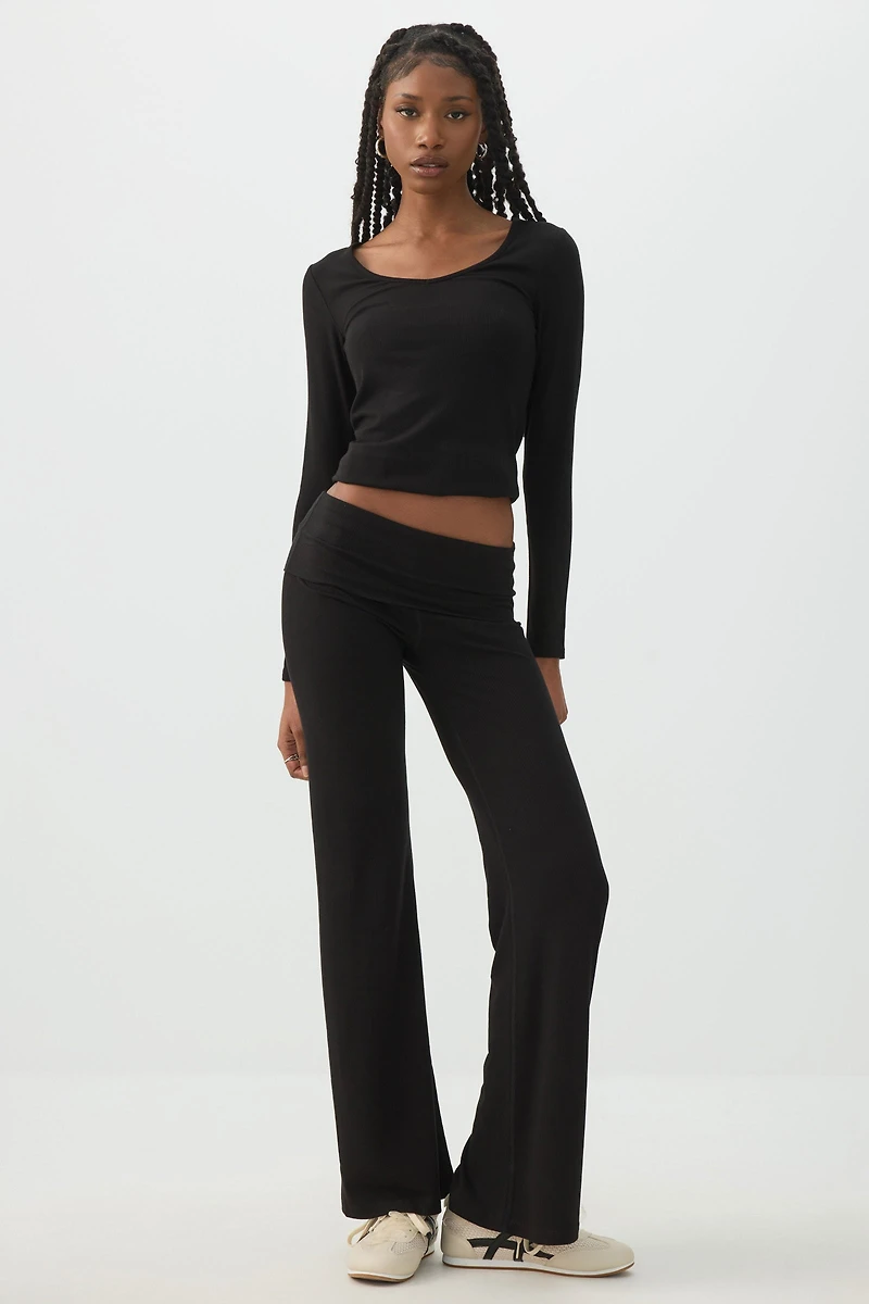 Ardene Stretch Rib Flare Leggings in | Size | Elastane/Viscose