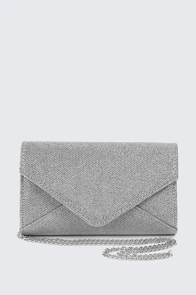 Ardene Envelope Clutch in Silver | Faux Leather/Polyester