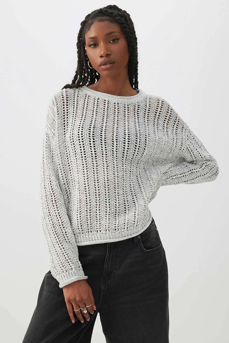 Chandail à col rond maille ouverte