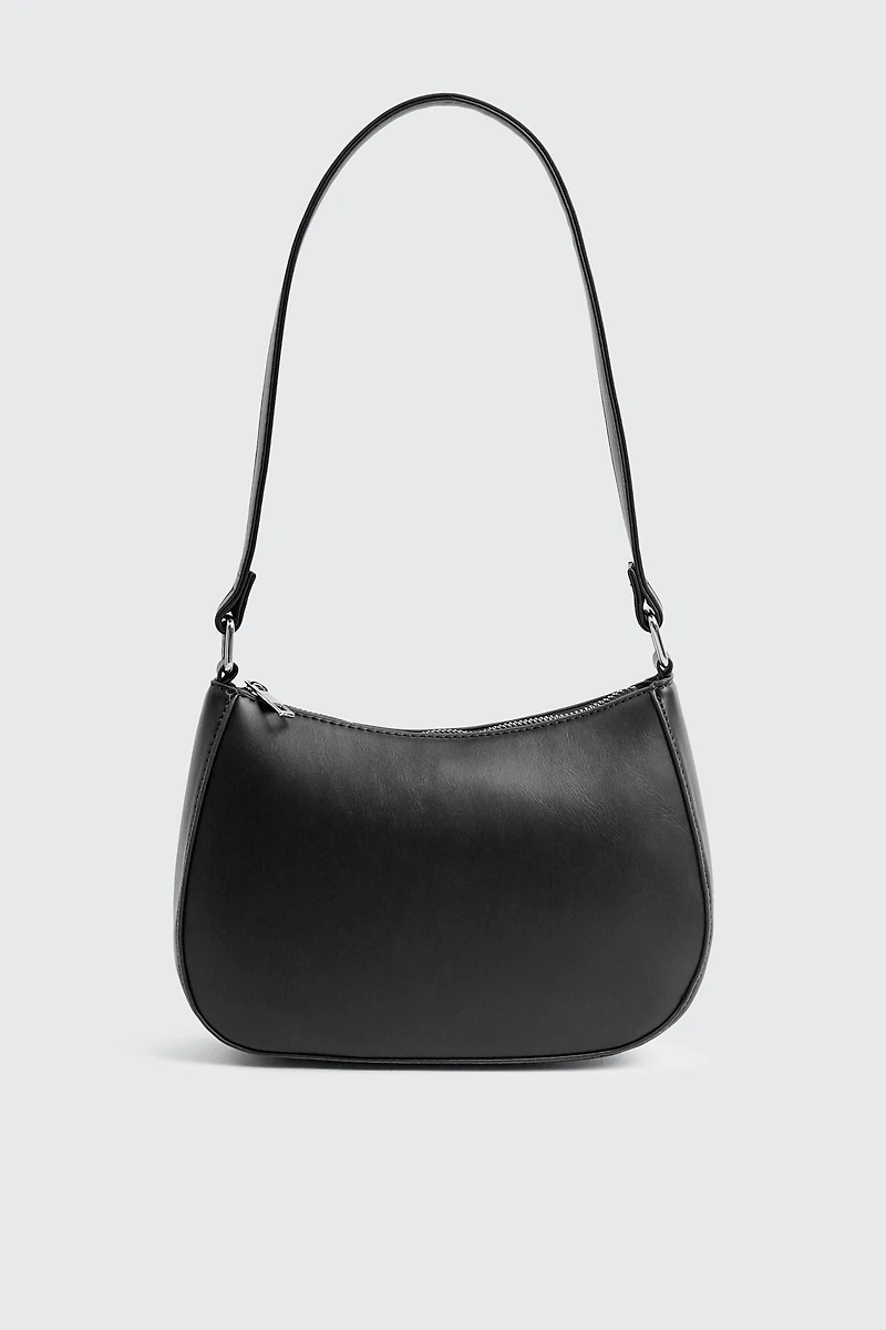 Ardene Faux Leather Shoulder Bag in Black | Faux Leather/Polyester