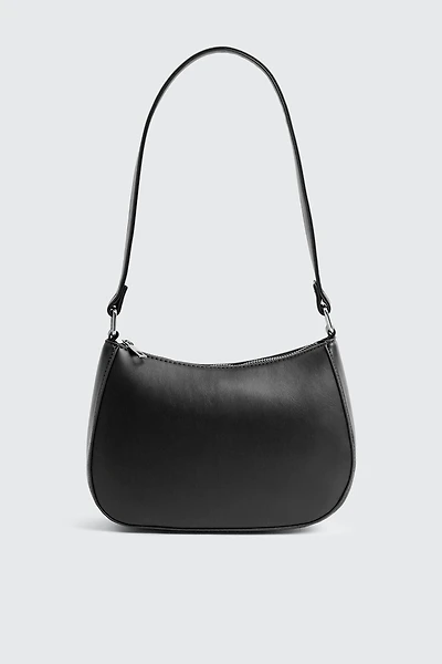 Ardene Faux Leather Shoulder Bag in Black | Faux Leather/Polyester