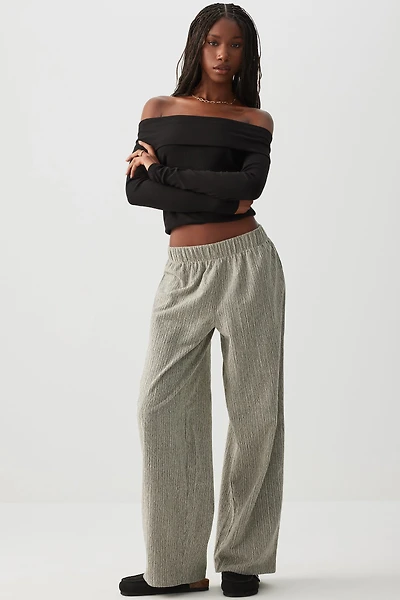 Ardene Brushed Knit Wide Leg Pants in Beige | Size | Polyester/Spandex