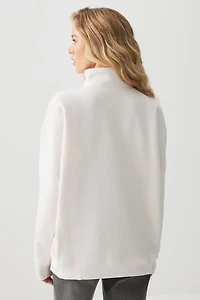 Chandail ample à demi-glissière broderie