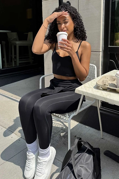 Ardene V Waistband Leggings in Black | Size Large | Nylon/Spandex | Eco-Conscious