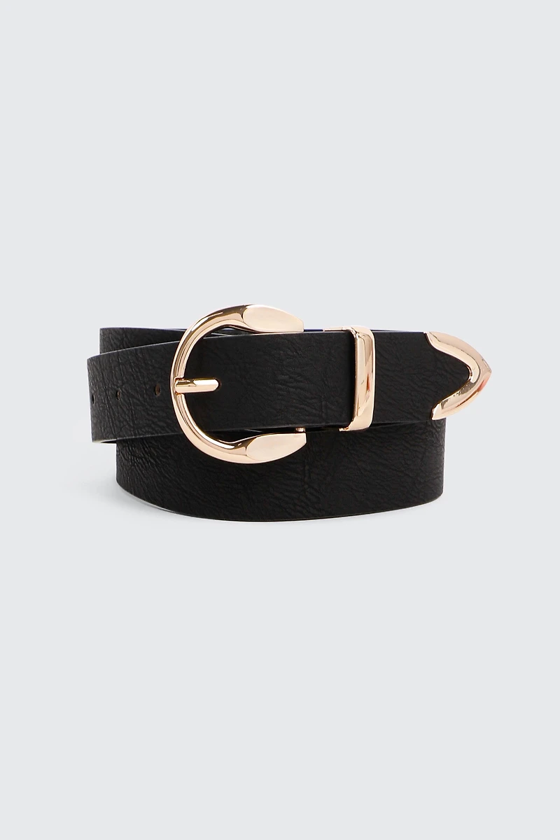 Ardene Belt with Metal Tip in Black | Size Large | Faux Leather