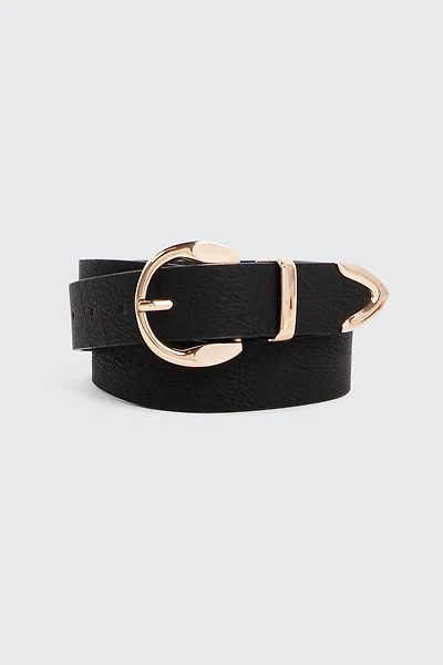 Ardene Belt with Metal Tip in Black | Size Large | Faux Leather