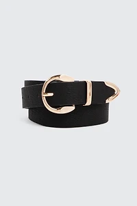 Ardene Belt with Metal Tip in Black | Size Large | Faux Leather