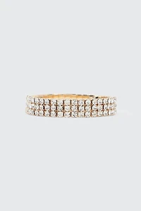 Ardene Rhinestone Stretch Bracelet in Gold