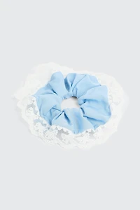 Ardene XL Lace Trim Scrunchie in Light Blue