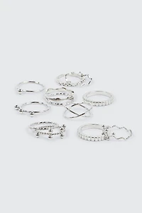 Lot de 12 bagues à ondulations et sphères