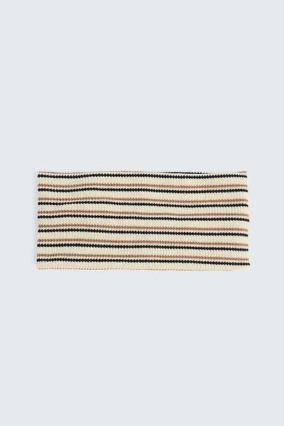 Ardene Striped Wide Headwrap in Beige | Polyester