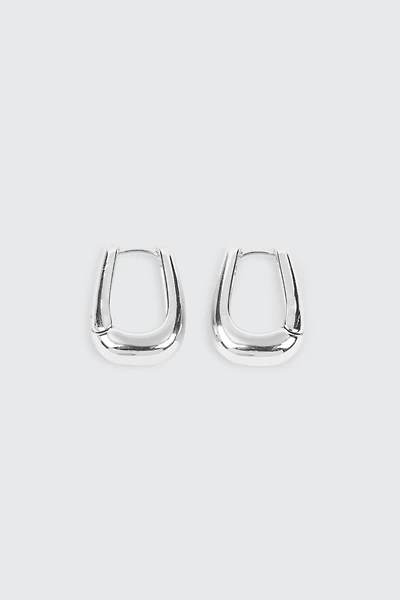 Ardene Rectangular Hoop Earrings in Silver | Stainless Steel
