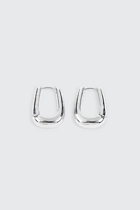 Ardene Rectangular Hoop Earrings in Silver | Stainless Steel