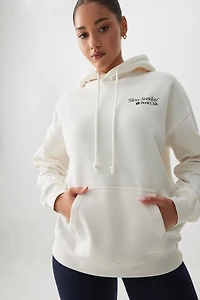 Ardene Graphic Oversized Hoodie in White | Size | Polyester/Cotton | Fleece-Lined | Eco-Conscious