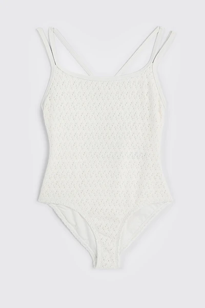 Ardene Kids Crochet One Piece Swimsuit in White | Size | Polyester/Spandex/Elastane