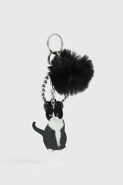 Ardene Multi Charm Cat Keychain in Black