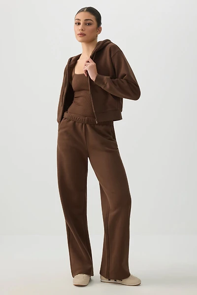 Ardene MADESOFT Fleece Straight Leg Sweatpants in Mocha | Size | Polyester/Cotton | Eco-Conscious