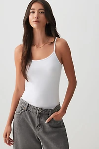 Ardene Basic Super Soft Spaghetti Strap Tank in White | Size | Polyester/Elastane | Eco-Conscious
