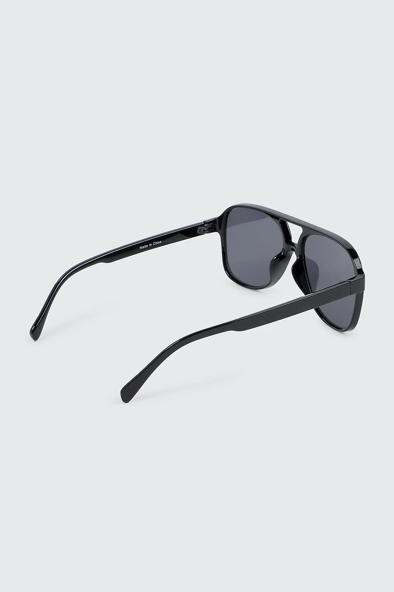 Lunettes de soleil aviateur à monture plate