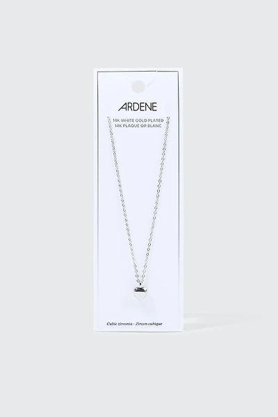 Collier cœur plaqué or blanc 14K