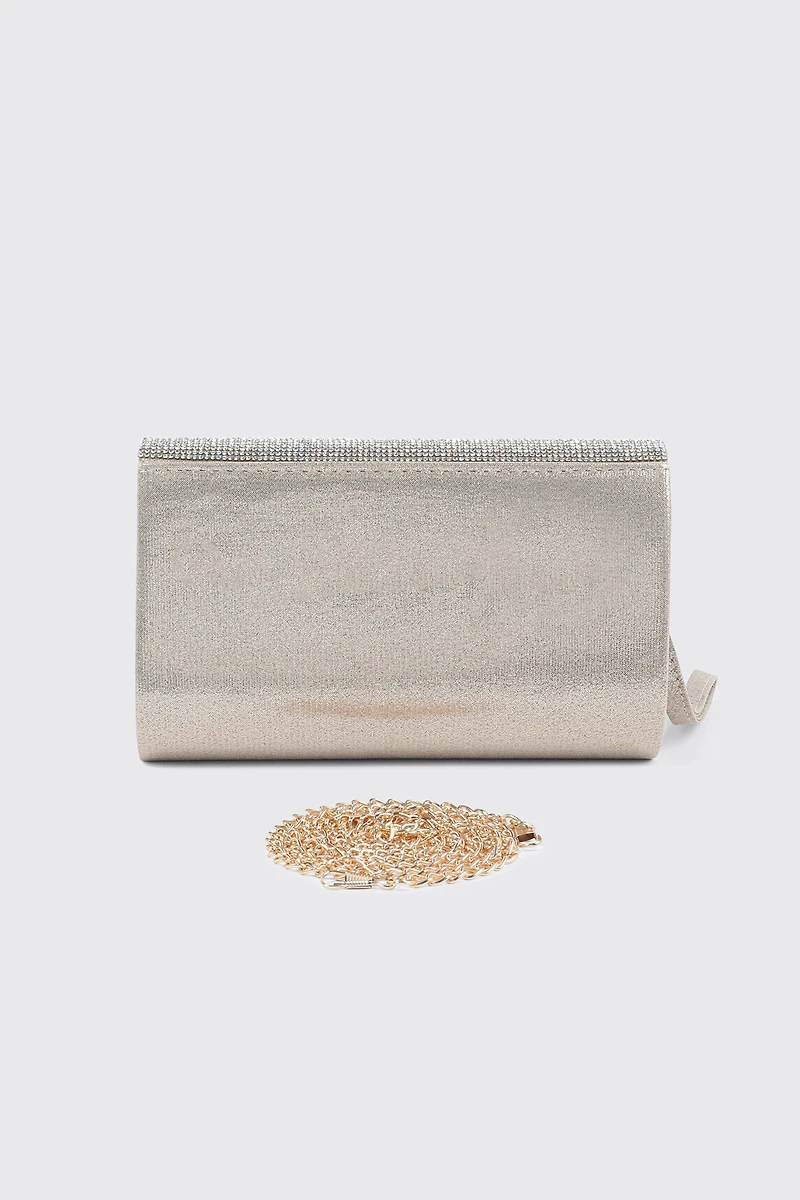 Pochette à rabat ornée de strass