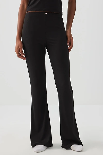 Ardene HUSHKNIT Rib Flare PJ Pants in | Size | Polyester/Elastane | Eco-Conscious