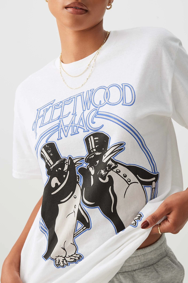 Ardene Oversized Fleetwood Mac T-Shirt in White | Size | 100% Cotton