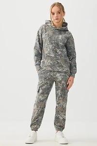 Ardene Kids Camouflage Cargo Sweatpants in Dark Grey | Size | Polyester/Cotton | Fleece-Lined