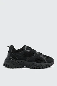 Ardene Chunky Jogger Sneakers in Black | Size | Eco-Conscious