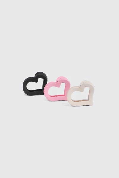 Ardene 3-Pack Small Heart Hair Claws in Light Pink