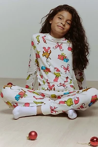 Ardene Kids The Grinch Family PJ Set in Off-White | Size | Polyester/Spandex