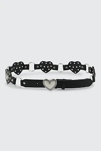Ardene Western Inspired O-Ring Heart Belt in Black | Size Small | Faux Leather