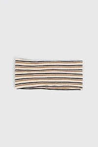 Ardene Striped Wide Headwrap in Beige | Polyester