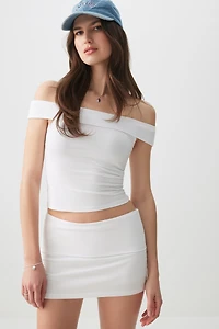 Ardene Off Shoulder Top in White | Size | Spandex/Cotton