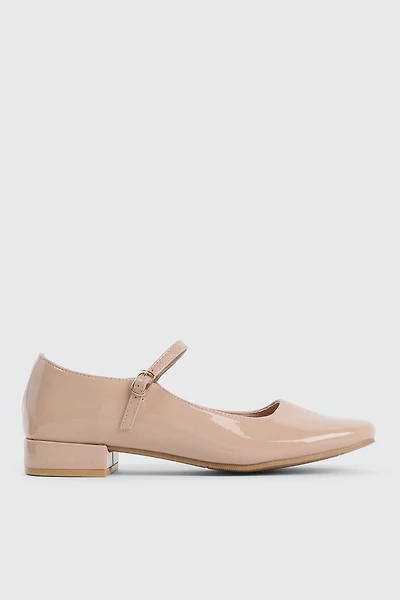 Ardene Low Heel Mary Janes in Beige | Size | Faux Leather | Eco-Conscious