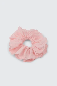 Ardene Eyelet Lace Scrunchie in Light Pink | Polyester