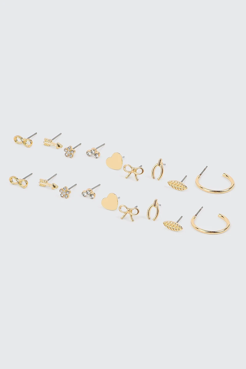 9 paires de boucles d'oreilles assorties