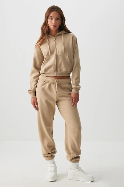 Ardene MADESOFT Fleece Baggy Sweatpants in Oat Latte | Size | Polyester/Cotton | Eco-Conscious